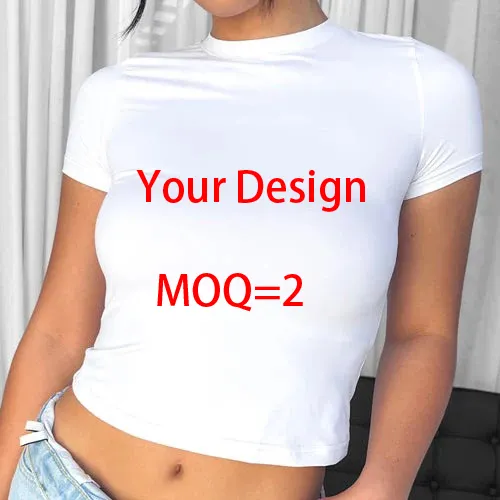 Ropa amigable, camiseta orgánica para bebé para mujer, Top corto para mujer con logotipo de impresión personalizado, camiseta para camiseta ajustada OEM