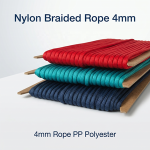 Cordon en paracorde durable de 4 mm, corde en nylon tressé de 4 mm, corde en <span class=keywords><strong>polyester</strong></span> nylon 66 <span class=keywords><strong>polyamide</strong></span> rouge, bleu marine, or, blanc, vert pour l'extérieur - Product Image 1