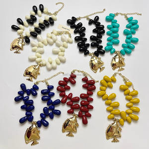 Collana con ciondolo di pesce <span class=keywords><strong>in</strong></span> <span class=keywords><strong>resina</strong></span> colorata a goccia d'acqua con catena alla moda a forma di animale per lo stile di vacanza al mare - Product Image 4