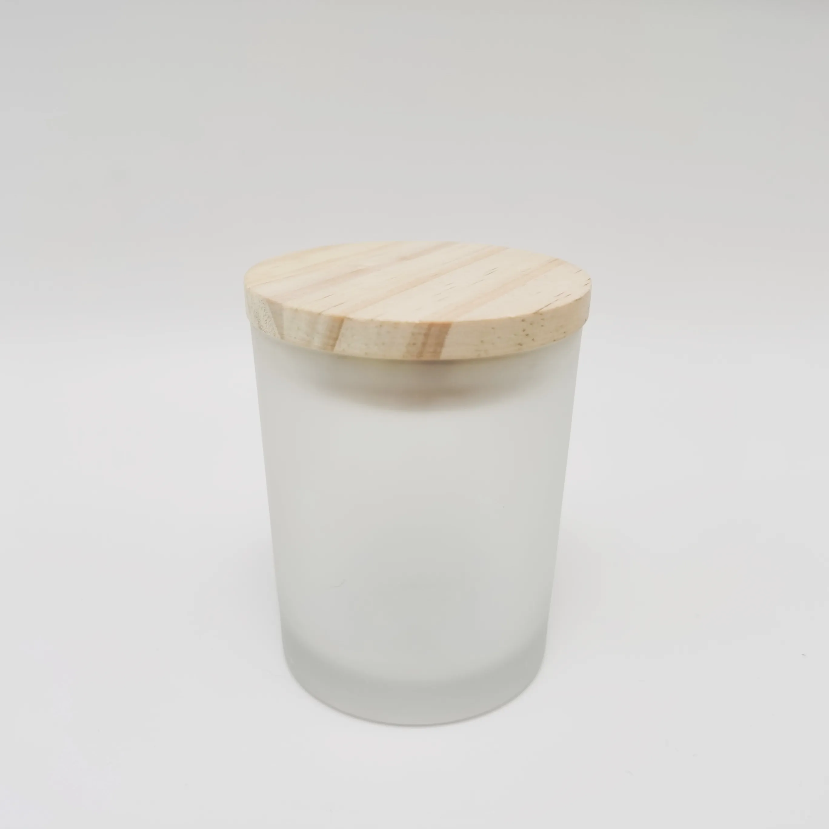 Décoration de la maison personnalisé 6oz givré clair sublimation blancs petit pot de bougie chauffe-plat en verre avec couvercle en bois pot de bougie en verre