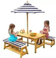 Tavoli da Picnic pieghevoli da esterno OEM con tavolo da Picnic con ombrello da mercato con ombrellone da Picnic in legno con panche