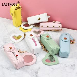 Cute Mini PU Leather Lipstick Case Keychain Lip Balm Holder Lipstick Bag Keychain Accessories <b>Makeup</b> Lip Gloss Holder Key Chain - Product Image 5