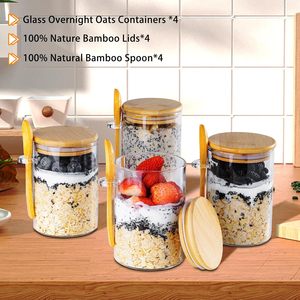 1000ml 1200ml 1500ml Square Shape Glass Spice Food Storage <b>Container</b> Jar with Bamboo Lid and Wooden Spoon for Food Storage - Product Image 5