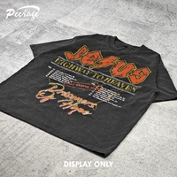 T-shirt surdimensionné personnalisé pour hommes Impression DTG T-shirt graphique découpé en boîte Lavage à l'acide 250 Gsm 250Gsm 100% Coton Boxy Fit Crop T-shirt pour hommes