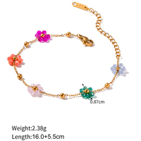 Kalung Bunga Kristal Musim Panas Bahan Stainless Steel untuk Wanita, Tidak Luntur, Gaya Bohemian, Set Perhiasan