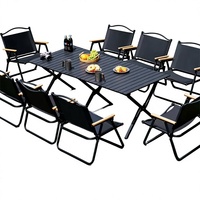 Ensemble de chaises lune d'extérieur, table et chaises pliantes portables pour le camping, le pique-nique, le barbecue et la pêche - Mobilier d'extérieur en acier au carbone