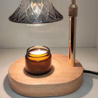 Lampe à bougie d'aromathérapie en verre rétro sans feu Lampe d'ambiance fondante aux huiles essentielles pour l'artisanat du bois Boîtes en bois Panneaux muraux