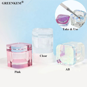 Spazzola per unghie quadrata ispessita con coperchio protettivo spazzola per la conservazione del liquido per la pulizia di una tazza per unghie di cristallo resistente - Product Image 2