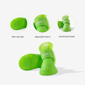 Botas de lluvia para perros, paquete de 4, zapatos de goma antideslizantes impermeables, protector de patas duradero para gatos, cachorros, viajes al aire libre - Product Image 3