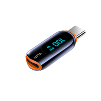 Adaptateur USB-C mâle vers Type-C femelle 100W en alliage d'aluminium avec affichage de puissance, convertisseur OTG pour ordinateur portable et téléphone mobile