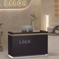 Comptoir de réception de style salon moderne et simple, blanc et bois, personnalisable