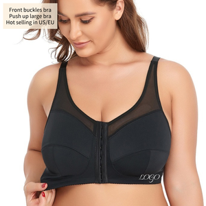 Reggiseno sportivo con Logo personalizzato ad alto supporto da donna sottile con pulsante anteriore senza fili traspirante grande gancio posteriore Push-Up reggiseno <span class=keywords><strong>per</strong></span> donna - Product Image 1