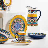 Service de vaisselle en céramique de luxe pour la maison, avec bols à soupe et à salade, tasses rectangulaires, assiettes en porcelaine