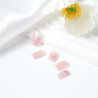 Nouvelles capsules d'ongles à presser, motif étoile carrée courte, couleur blush, douces, élégantes et pré-dessinées pour les doigts