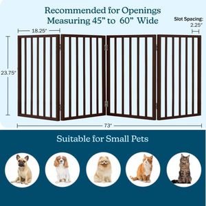 Pet Gate-Freestanding Folding Accordion Style MDF Wooden <strong>Indoor</strong> <strong>Dog</strong> Fence for Doorways Stairs &amp; <strong>House</strong> (4 Panel Brown) - Product Image 2