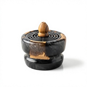 Brûleur à Bakhoor décoratif en bois et résine fait main, porte-encens arabe moderne pour maisons de luxe et hôtels de charme - Product Image 1