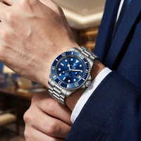 Mode luxe calendrier lumineux 5bar étanche mâle horloge bas quantité minimale de commande montre plongeur automatique luxe mécanique montres pour hommes