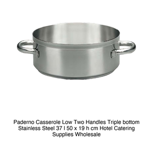 Cacerola poco profunda de acero inoxidable Ø 50 cm H 19 cm, 37 L, base de triple capa Paderno - Product Image 2