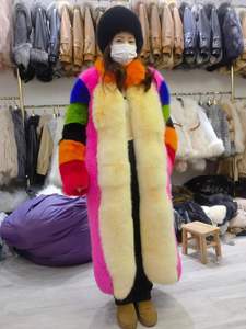 2022 nouvelle mode personnalisé femmes moelleux pleine longueur fourrure veste arc-en-ciel coloré réel renard fourrure <span class=keywords><strong>manteau</strong></span> pour dames - Product Image 5