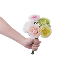 Rose artificielle Meimu Chengzhou à branche unique, jaune vert clair orange, décoration de mariage, style INS - Product Image 5