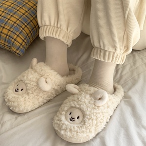 Chausson d'intérieur en peluche pour femme et <span class=keywords><strong>homme</strong></span>, animal et <span class=keywords><strong>mouton</strong></span> mignon, pour l'hiver - Product Image 1