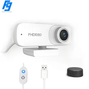 C100 1080P 90 Angle HD Webcam with Privacy Cover and Touch Switch Freely Adjust Horizontal/Vertical Screen