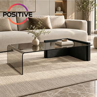 Table basse rectangulaire en verre trempé, design italien moderne et minimaliste, mobilier de salon, fabrication OEM ODM directe d'usine
