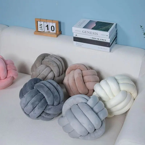 JY Prix de gros Coussins décoratifs tressés à nœuds, forme <span class=keywords><strong>boule</strong></span>, pour camping, hôtel, maison, couleur foncée - Product Image 2