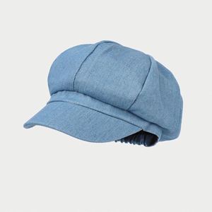 Europe America Women's New Simple <b>Light</b> Plate <b>Duck</b> Tongue Outdoor Visor Newsboy Cap for Casual Winter Street Fashion Denim - Product Image 2