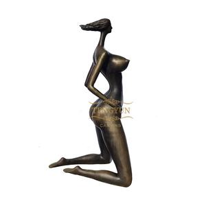 Sculpture de femme corpulente en yoga grandeur <span class=keywords><strong>nature</strong></span>, bronze naturel, statues d'art de femme nue corpulente pour décoration intérieure - Product Image 5