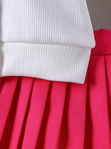 Completo Estivo Due Pezzi per Bambine, Design <span class=keywords><strong>Casual</strong></span> e Carino con Fiori 3D, Top in Cotone e Gonna Plissettata a Maniche Corte - Product Image 6