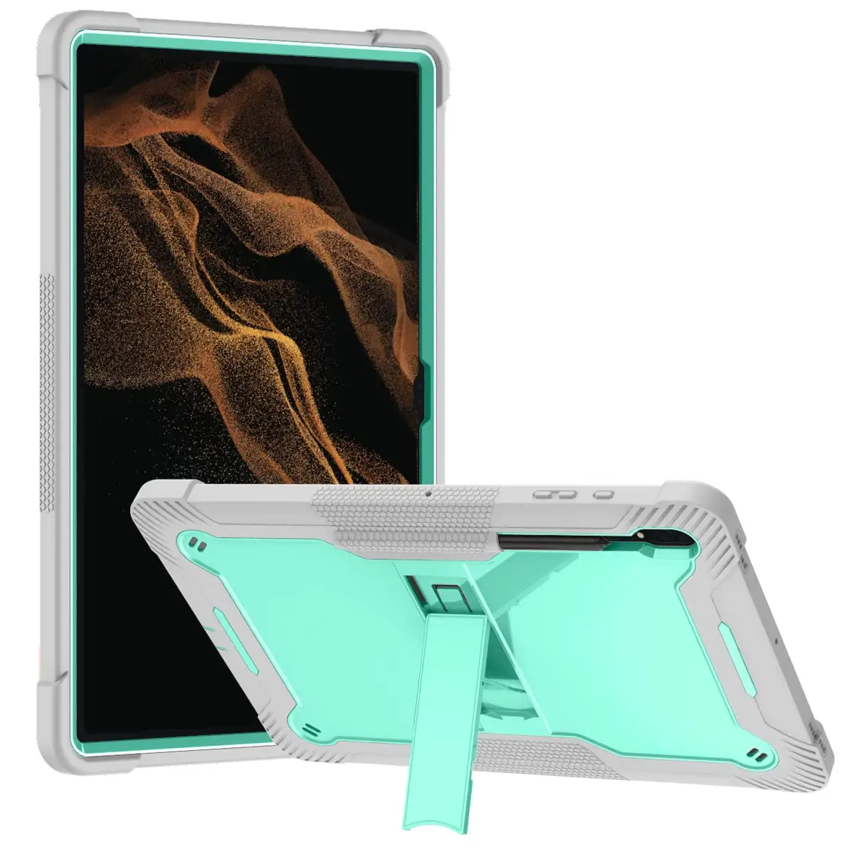 Casing 3 lapisan tugas berat, pelindung Tablet kasar sandaran 12.4 inci SM-X818U 5G SM-X816B Wi-Fi + SM-X810 untuk Samsung Galaxy Tab S9