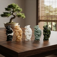 Vente en gros de figurines de caméléons en cristal de 10 cm, sculptures d'animaux reptiles, statues de lézards pour la décoration de la maison et les cadeaux