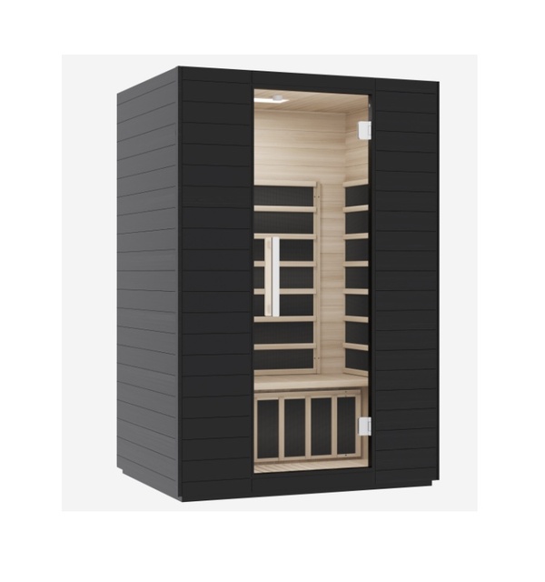 Black Luxury Wooden Low Emf Indoor Far-Infrared Sauna Room Infrared Sauna Room for Homeuse 2 Person Hemlock