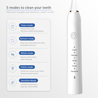 Brosse à dents électrique sonique, câble USB, brosses à dents rechargeables, 5 modes réglables, minuteur intelligent intégré de 2 minutes, étanche IPX7