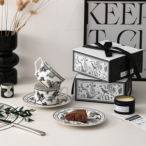 Wholesale 200ml <b>Tea</b> Cup Gift <b>Set</b> Flower Printed <b>Coffee</b> Cups and Saucers <b>Set</b> - Product Image 2