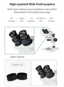 Boshida BD-SZM0750T-D4 7X-50X三眼ステレオ顕微鏡携帯電話修理用大型ベースの三眼双眼ドローチューブ - Product Image 3