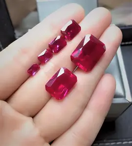 Fabrik preis Diamant schliff Ruby Loose Gem stone Zertifikat Oval Verschiedene Größen Synthetic Lab Grown Ruby