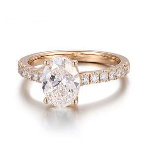 Bijoux de mode, bague en or massif 14 carats avec diamant, pierre principale 2 carats, diamant ovale de laboratoire certifié IGI, bague de fiançailles - Product Image 3