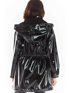 Giacca a vento da <span class=keywords><strong>donna</strong></span> con cappuccio in PU effetto specchio e tasche, giacca a maniche lunghe in ecopelle, <span class=keywords><strong>impermeabile</strong></span> da <span class=keywords><strong>donna</strong></span> - Product Image 4