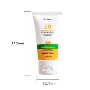 Tabir surya SPF50 + UV, pemutih wajah alami dan pelembab, pelindung matahari tahan air, pelindung matahari antioksidan, tabir surya 50g