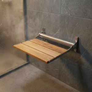 Banc de douche en teck naturel d'Indonésie |   Mur - Product Image 1