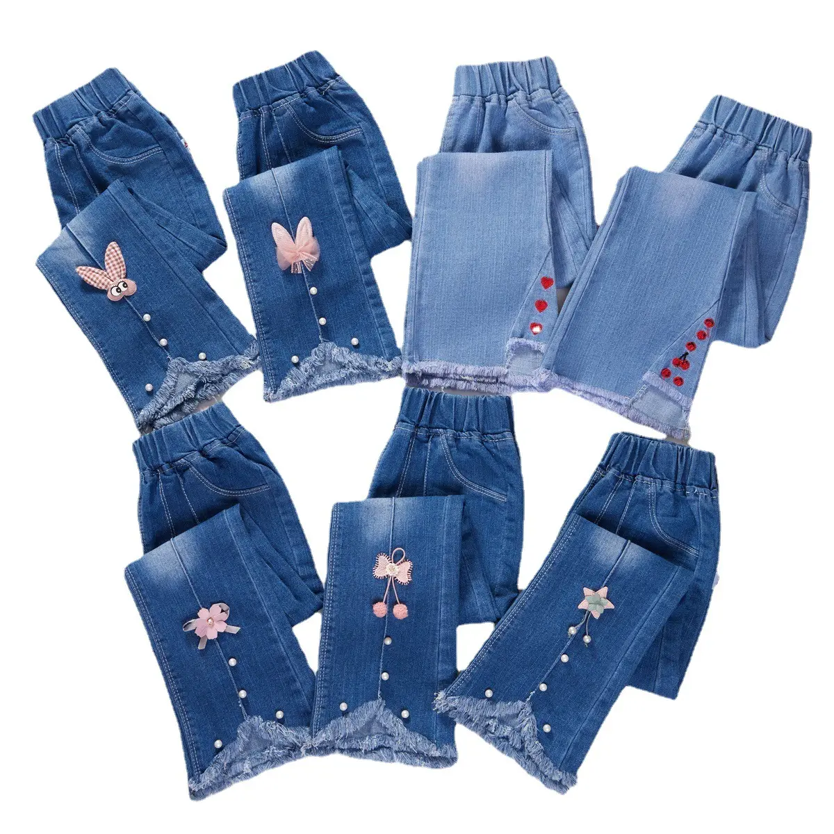 FuYu OEM ODM La nouvelle annonce Girls Top Fashion Jeans Automne Nouveau Little Girls Pantalon évasé pour les filles