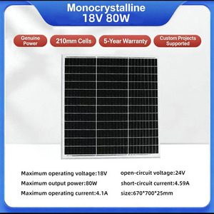 เครื่องกำเนิดไฟฟ้าพลังงานแสงอาทิตย์แบบพกพา OEM/ODM 18V 80W โมโนคริสตัลไลน์ซิลิคอน แหล่งพลังงานทดแทน - Product Image 4