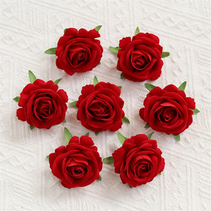 FL-173 all'ingrosso teste di rosa rosa rosa rosa bianco velluto fiori artificiali 6 cm testa rossa bordeaux testa rosa bianca per il matrimonio - Product Image 5