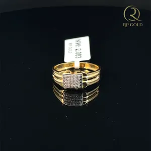 Elegant <b>gold</b> <b>ring</b> with square diamond cluster design modern mens jewelry stylish band for daily wear and special occasions - Product Image 3