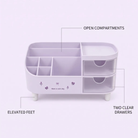 Boîte de rangement de bureau multi-compartiments WONFUN avec pieds de support et tiroir latéral, 2 tailles disponibles, style Instagram, aucune installation requise