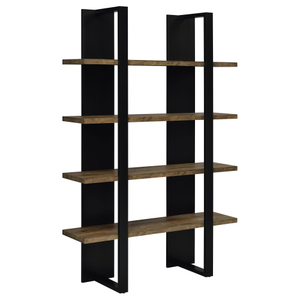 Estante de Exhibición de Madera Industrial de 4 Niveles, Estante Independiente sin Respaldo para Tiendas Minoristas y Oficinas, Diseño Vertical Estable - Product Image 2