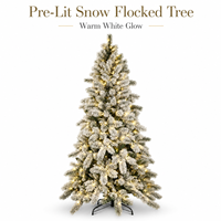 Sapin de Noël d'intérieur pré-éclairé avec guirlandes lumineuses multicolores à brancher, entièrement décoré pour une présentation festive