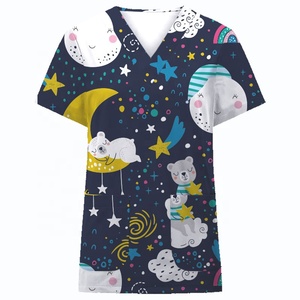 Divisa infermieristica <span class=keywords><strong>da</strong></span> donna con stampa cartoon, ideale per dropshipping - T-shirt e pantaloni medicali - Product Image 5